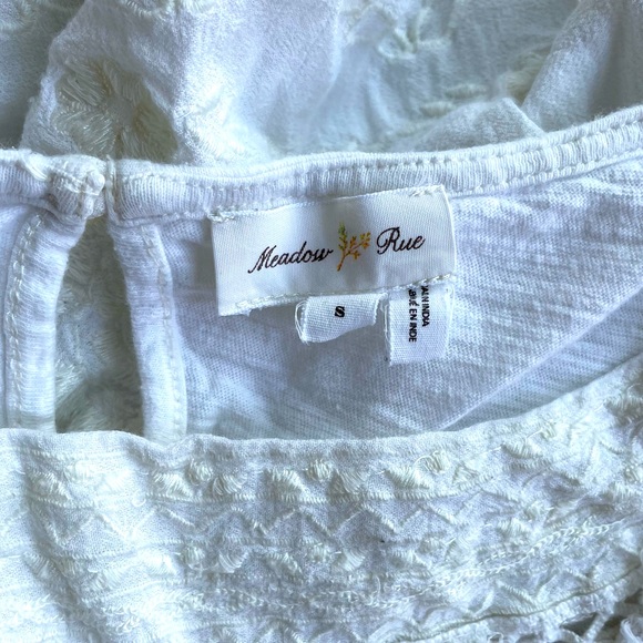 Anthropologie • Off White Meadow Rue Sleeveless Ruched T-Shirt Top Blouse - Picture 9 of 13